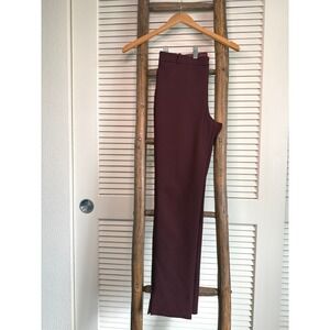 Mango Suit Burgundy Tailored Slim Leg Pants Ankle Slits Women's Size 6